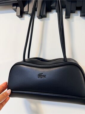 Lacoste Black Leather Mini Shoulder Bag